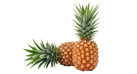 Isolated Two Whole Pineapples