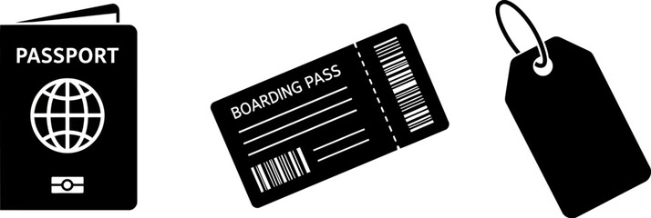 Travel documents passport boarding pass and luggage tag vector illustration for travel planning concept vector