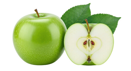 Isolated Green Apple and Apple Slice
