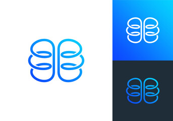 simple brain logo design. smart brain innovation technology vector design inspiration	
