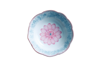 Round ceramic bowl, scalloped edge, floral design
