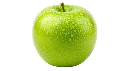 Isolated Green apple with water drops