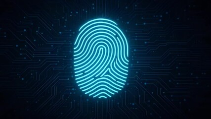 Futuristic fingerprint design on a digital circuit background, representing security, innovation, and identity verification in technology - Powered by Adobe