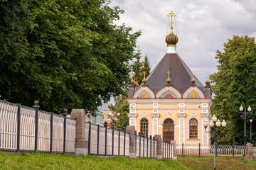 Embankment in the city of Rybinsk, chapel in honor of St. Nicholas the Wonderworker 