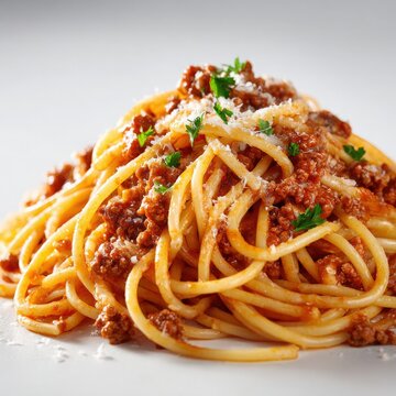Spaghetti with Meat Sauce, Parmesan, and Parsley
