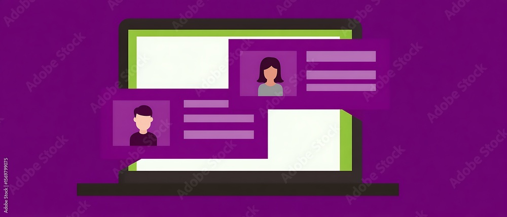 Wall mural a digital display showing user profiles.