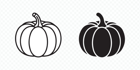 festive pumpkin outline and solid vector graphic for autumn crafts, cards, and digital artwork