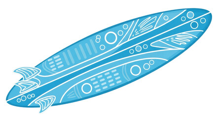 Isolated Blue Surfboard with Design