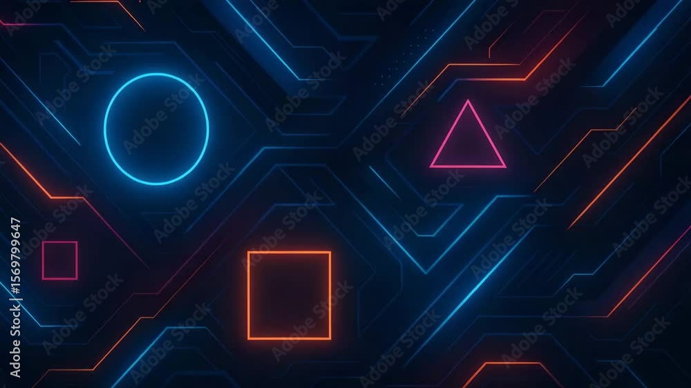 Poster this abstract image features vibrant blue and red geometric shapes and lines, ideal for representing