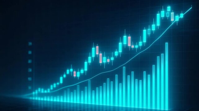 A modern digital financial graph displaying an upward trend, capturing the essence of investment growth, market analysis, and economic progress in a futuristic design.