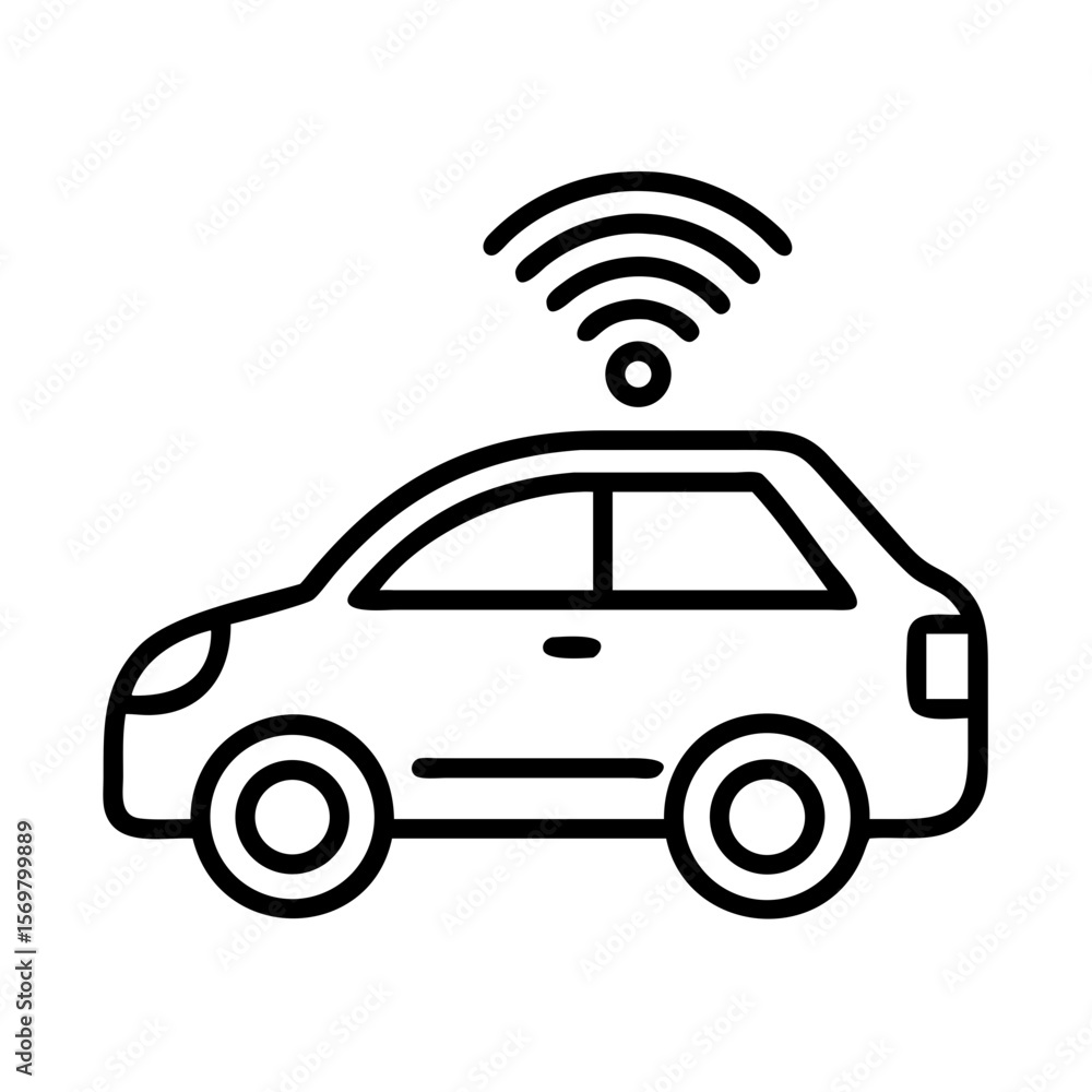 Aufkleber connected car technology: smart vehicle with wifi signal for autonomous driving and iot systems