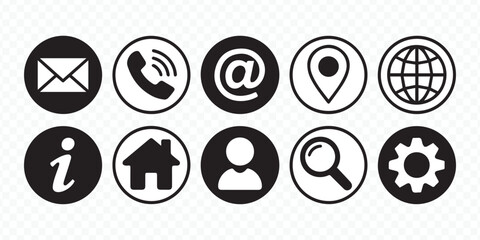 professional black and white circle icons for digital ui ux interfaces web apps presentations vector set