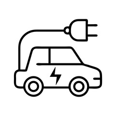 Electric vehicle ev charging station plug in eco friendly car renewable energy transportation icon vector
