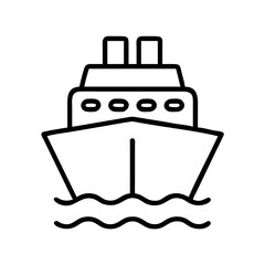 Cruise ship vector icon, ocean liner illustration, passenger ship drawing, sea travel and vacation design