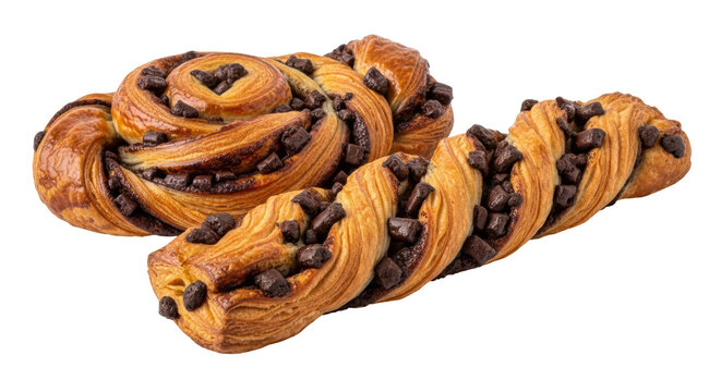 Isolated Chocolate Twist Pastries - Powered by Adobe