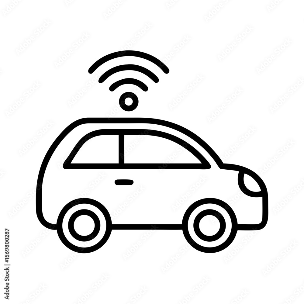 Aufkleber smart car with wifi connection icon vector illustration for autonomous vehicle and technology concep