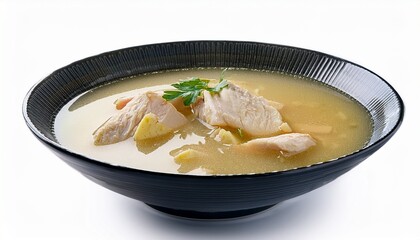 chicken soup in a bowl isolated on white background