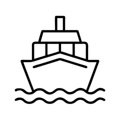 Cruise ship vector icon, boat line art, ocean vessel illustration, travel and tourism design element