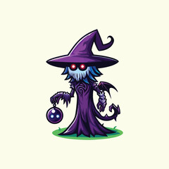 vector style cute unique undead monster mascot illustration