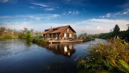 Obraz premium house over the river