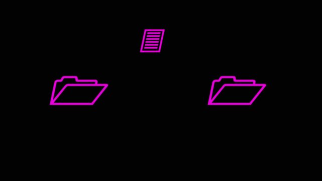 Folder to folders file transfer animation seamless loop. Suitable for business, data management, transfer, and document related concepts.