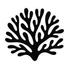 Obraz premium Coral Seamless Pattern Silhouette, Vector, Illustration, Outline, Line Art, Icon, Logo, White Background.