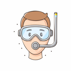 face of a man in a diving mask
