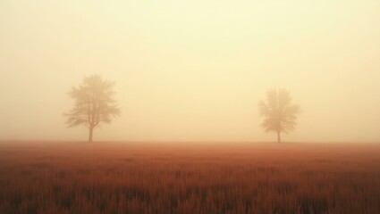Autumn haze over empty land &mdash; horizontal clean scene for elegant seasonal design.