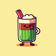 vector style cute unique food monster mascot illustration