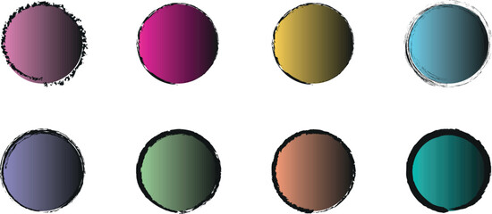 Textured Grunge Circle Elements – A Dynamic Vector Collection of Gradient-Colored Banners and Abstract Shapes for Modern, Urban-Inspired Design Projects