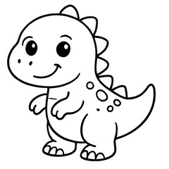  Cute Cartoon Baby Dinosaur Coloring Page for Kids &ndash; Fun Prehistoric Creature Line Art