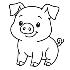 Cute Cartoon Pig Coloring Page for Kids &ndash; Adorable Farm Animal Line Art for Creative Fun