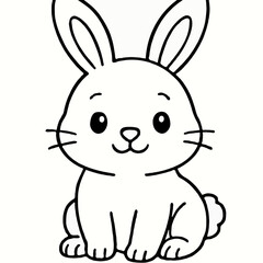 Fototapeta premium Adorable Cartoon Bunny Rabbit Coloring Page for Kids – Simple Line Art for Fun Activities