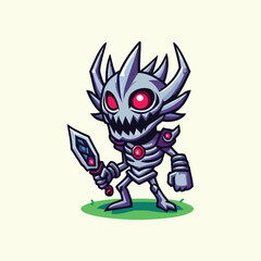 vector style cute unique undead monster mascot illustration