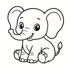Fototapeta premium Adorable Baby Elephant Cartoon Coloring Page for Kids