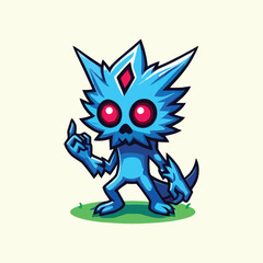 vector style cute unique undead monster mascot illustration