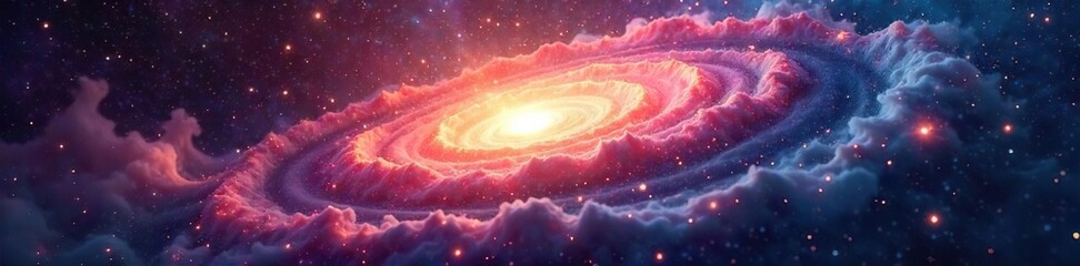 Vibrant Cosmic Nebula Swirling Energy Radiating from the Universes Heart