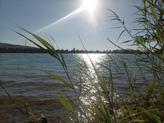 sunset over the lake