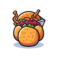 vector style cute unique food monster mascot illustration