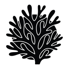 Fototapeta premium Coral with Gradient BG Silhouette, Vector, Illustration, Outline, Line Art, Icon, Logo, White Background.