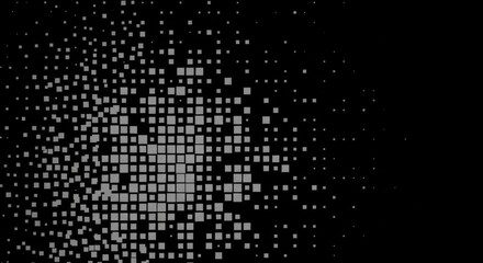 Abstract geometric pattern of dissolving squares on black background