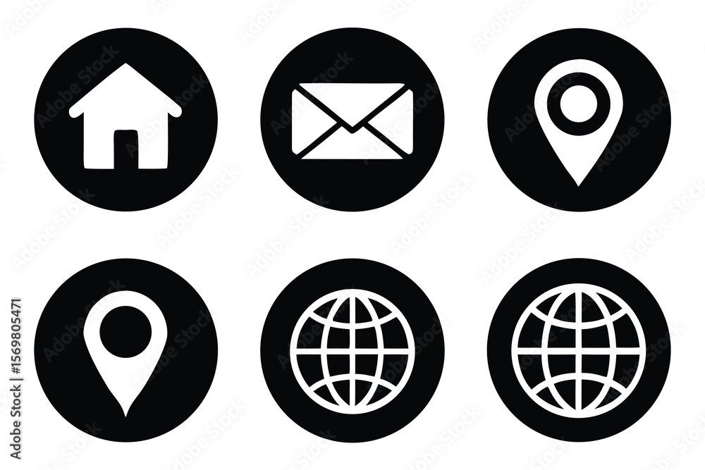 Poster vector set of web and email communication icons for business design