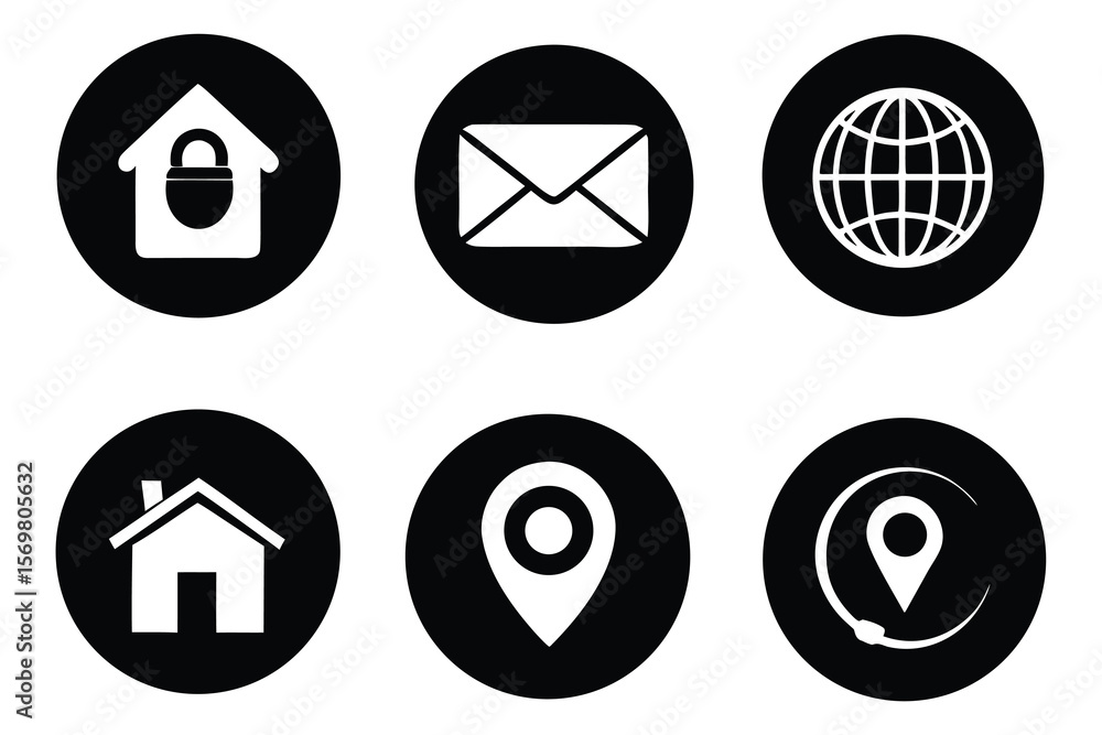 Poster mail and web icon set: vector communication symbols for internet buttons and email addresses