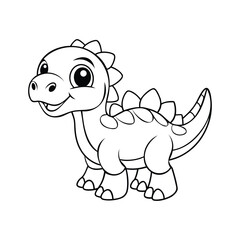A cute dinosaur coloring book page vector illustration