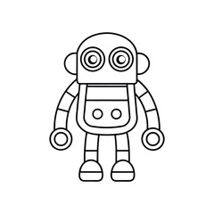 A robot with boxy arms coloring book page vector illustration