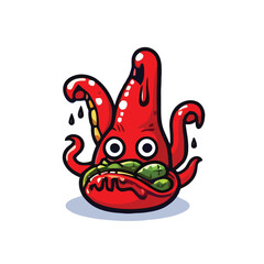 vector style cute unique food monster mascot illustration
