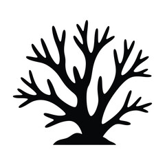 Fototapeta premium Staghorn Coral Silhouette, Vector, Illustration, Outline, Line Art, Icon, Logo, White Background.