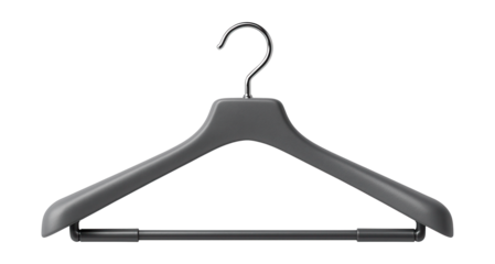 Adjustable plastic hanger with extendable arms, suitable for varying sizes of clothing in a family home closet.