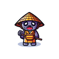 vector style cute unique undead monster mascot illustration