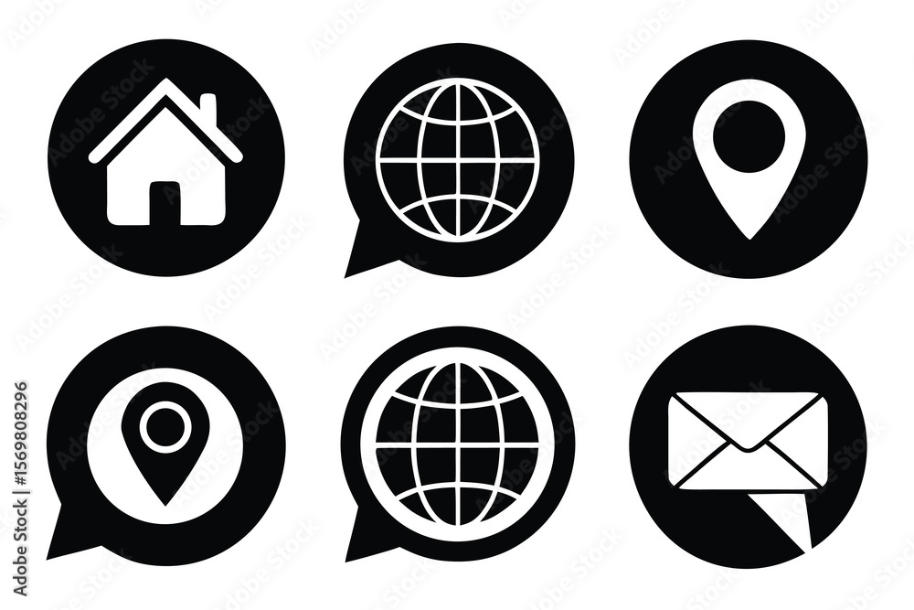 Aufkleber a vector set of globe icons for global web design, depicting internet symbols and earth illustration